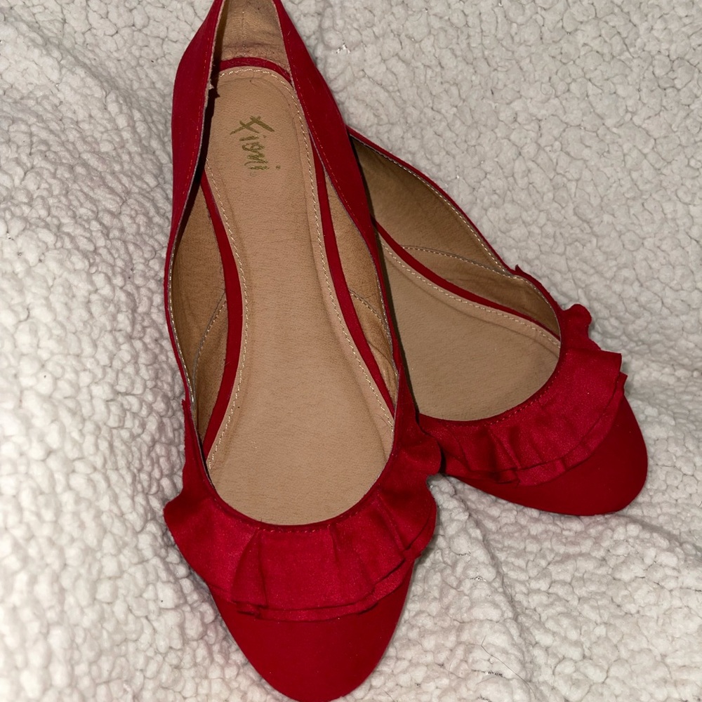 NEW red sued dress flats